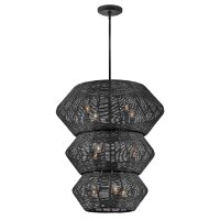 Große Hängelampe Schwarz Ø 71 cm Rattan...