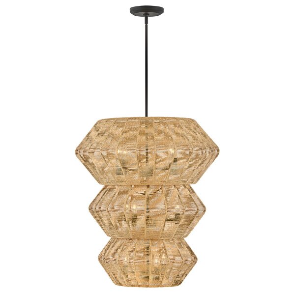Pendelleuchte Rattan Metall Ø 71 cm für 10x E14 groß Boho