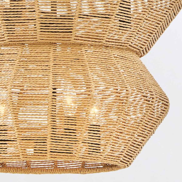 Pendelleuchte Rattan Metall Ø 71 cm für 10x E14 groß Boho