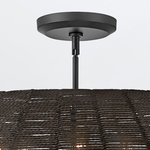 Pendelleuchte Schwarz Ø 71 cm Rattan Metall 5x E14 groß