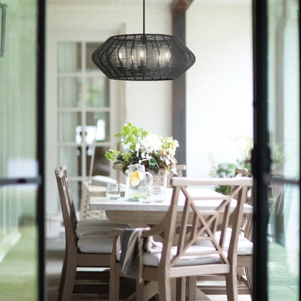 Pendelleuchte Schwarz Ø 71 cm Rattan Metall 5x E14 groß