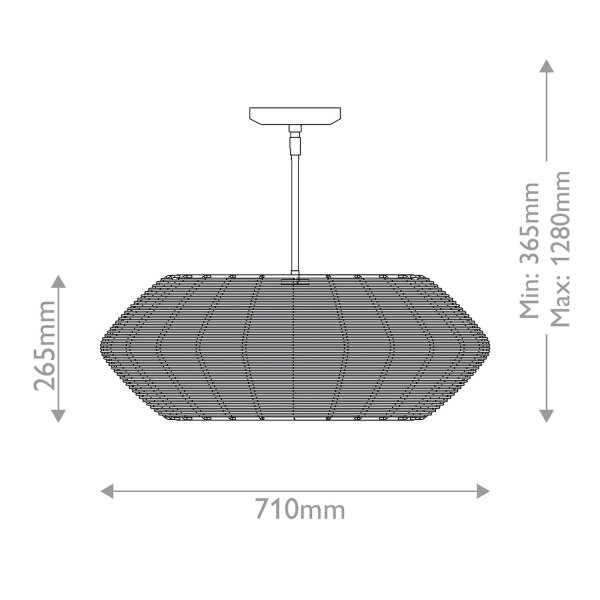 Pendelleuchte Schwarz Ø 71 cm Rattan Metall 5x E14 groß