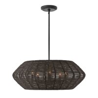 Pendelleuchte Schwarz Ø 71 cm Rattan Metall 5x E14...