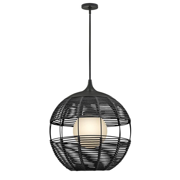 Hängeleuchte außen Ø 61 cm rund H: max. 151,6 cm Schwarz Weiß