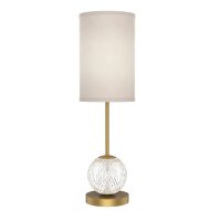 Tischleuchte LED Sockel H: 54,6cm Leinenschirm in Messing...