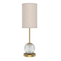 Tischleuchte LED Sockel H: 54,6cm Leinenschirm in Messing...
