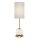 Tischleuchte LED Sockel H: 54,6cm Leinenschirm in Messing Weiß