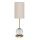 Tischleuchte LED Sockel H: 54,6cm Leinenschirm in Messing Weiß