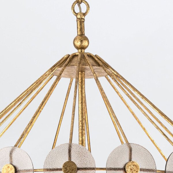 Pendelleuchte Rauchglas Metall Ø 57,2 cm in Gold Antik Grau