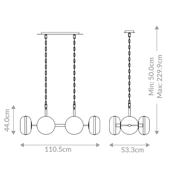 Hängeleuchte Metall Glas B: 110,5 cm in Messing Antik Bernstein