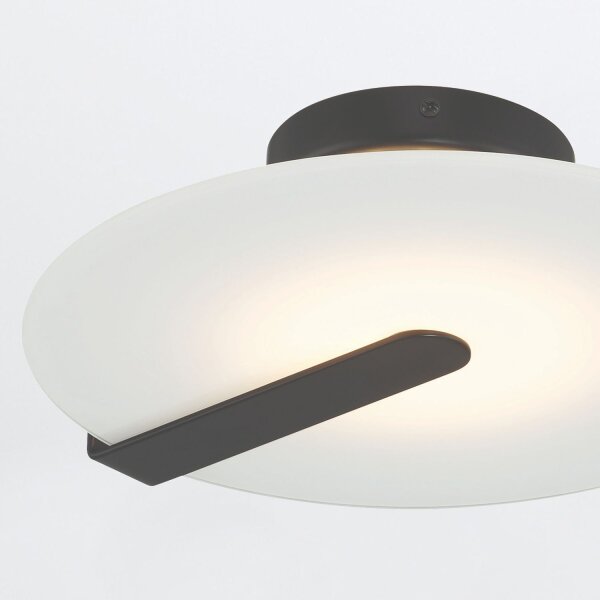 LED Deckenleuchte Schwarz Weiß Ø 31 cm rund Glas Metall