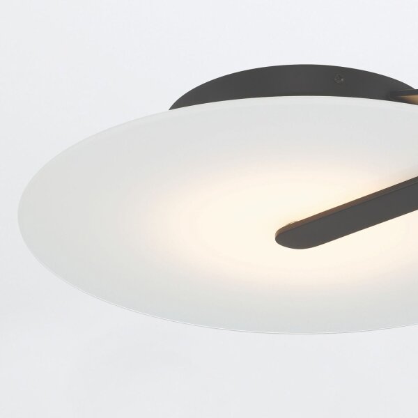 LED Deckenlampe rund Ø 43,2 cm Schwarz Weiß Metall Glas