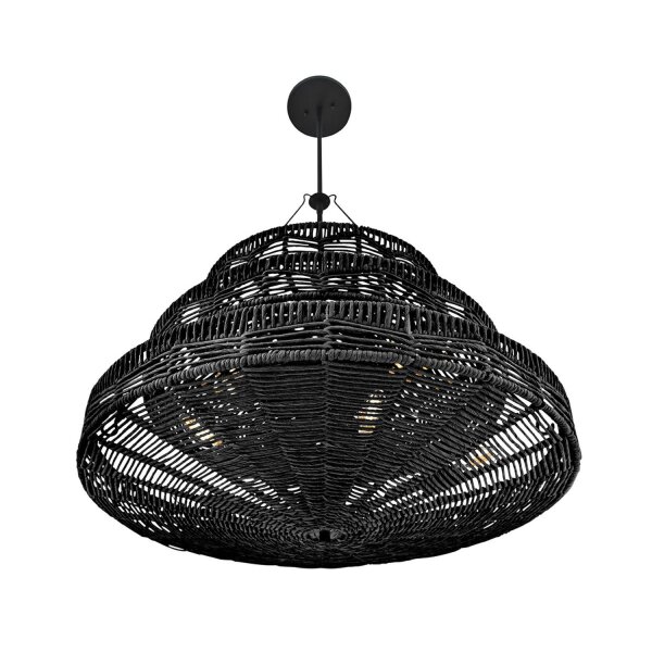 Kronleuchter Schwarz groß Ø 76,2 cm Rattan Metall GARRON