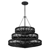 Kronleuchter Schwarz groß Ø 76,2 cm Rattan...