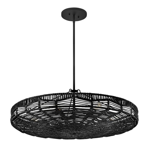 Pendelleuchte Rattan rund Ø 76,2 cm groß Schwarz Modern