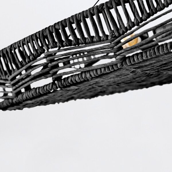 Pendelleuchte Rattan rund Ø 76,2 cm groß Schwarz Modern