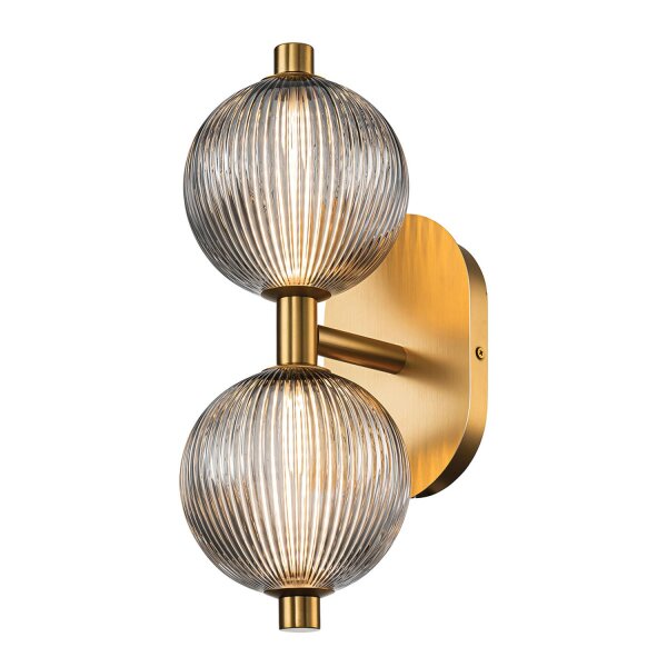 LED Wandlampe IP44 39 cm Metall Rauchglas Kugelschirm Bad