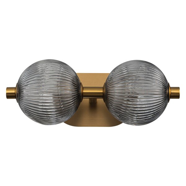 LED Wandlampe IP44 39 cm Metall Rauchglas Kugelschirm Bad