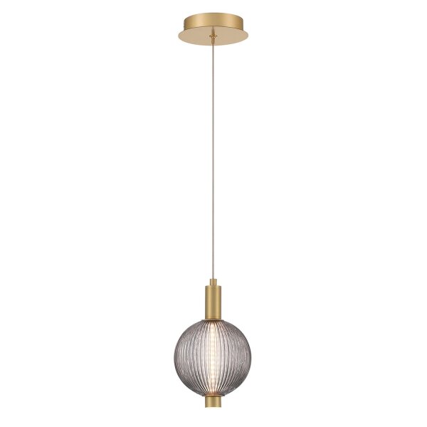 LED Pendelleuchte Kugelschirm Ø 15,2 cm schmal Rauchglas