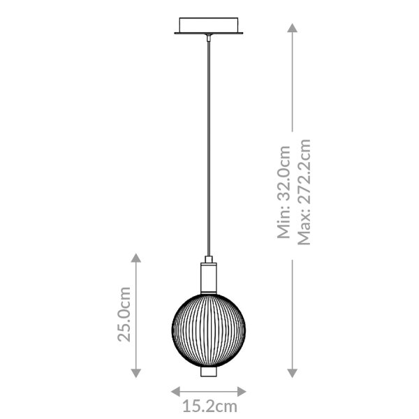 LED Pendelleuchte Kugelschirm Ø 15,2 cm schmal Rauchglas