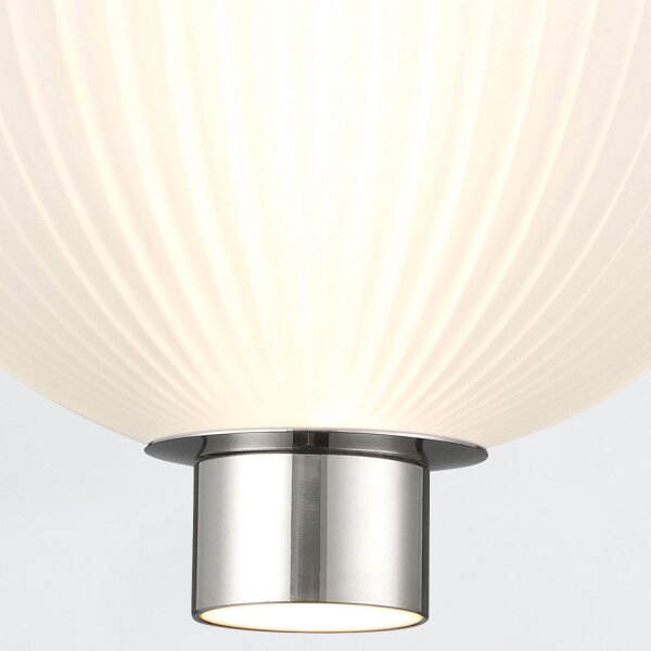 LED Hängelampe Weiß Nickel Ø 15,2 cm Kugel Schirm Glas Metall