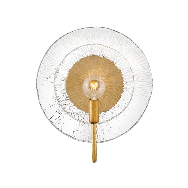 Wandleuchte innen H: 30 cm in Messing Antik aus Stahl Glas