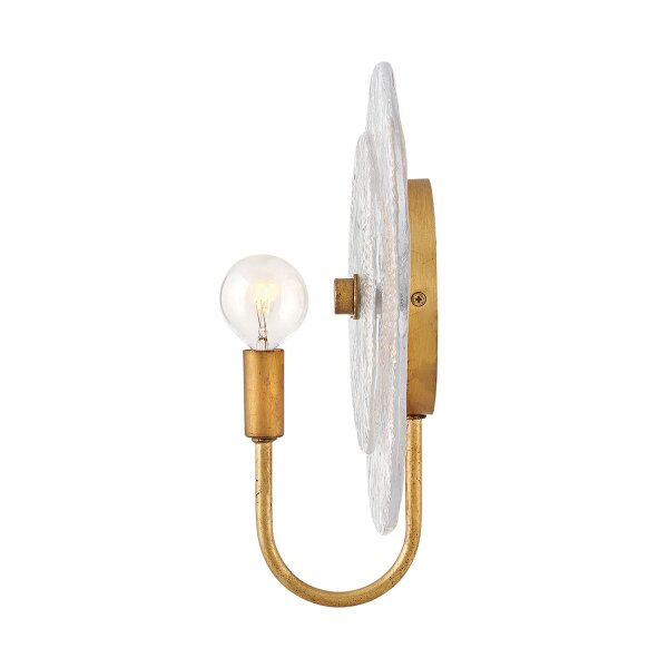 Wandleuchte innen H: 30 cm in Messing Antik aus Stahl Glas