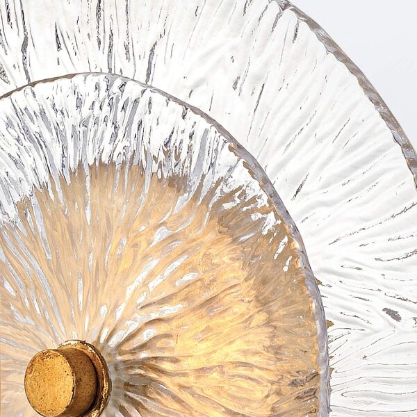 Wandleuchte innen H: 30 cm in Messing Antik aus Stahl Glas