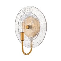 Wandleuchte innen H: 30 cm in Messing Antik aus Stahl Glas