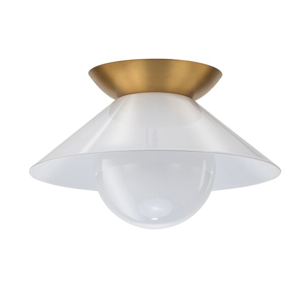 Deckenlampe Weiß Messing antik Ø 36,6 cm E27 Retro Metall Glas