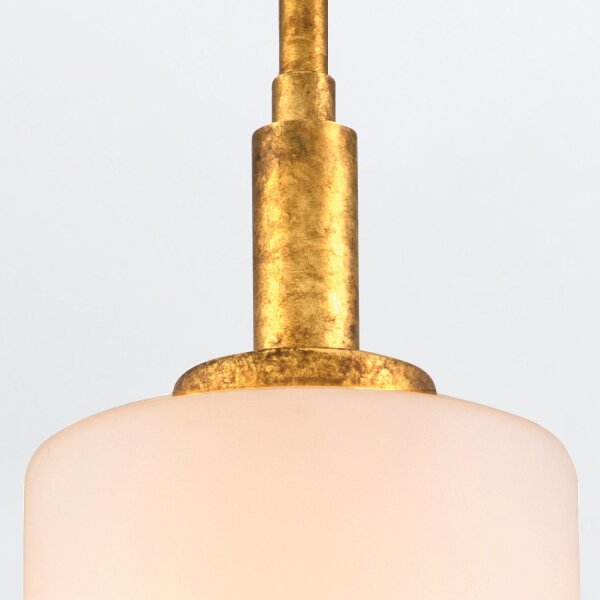 Hängeleuchte schmal Ø 15,9 cm Metall Glas in Blattgold Antik