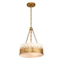 Pendelleuchte rund Ø 38,1 cm Metall Glas 3x E27 in...