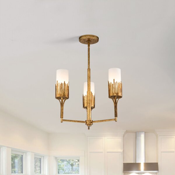 Kronleuchter Modern Ø 50,8 cm 3-armig E14 in Blattgold