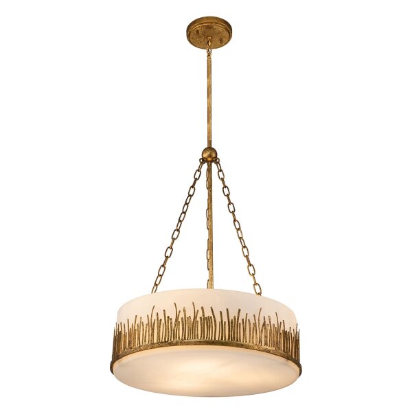 Hängelampe rund Ø 53,3 cm Metall Glas in Gold Weiß E27