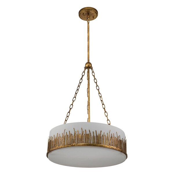 Hängelampe rund Ø 53,3 cm Metall Glas in Gold Weiß E27