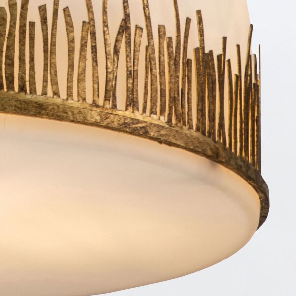 Hängelampe rund Ø 53,3 cm Metall Glas in Gold Weiß E27