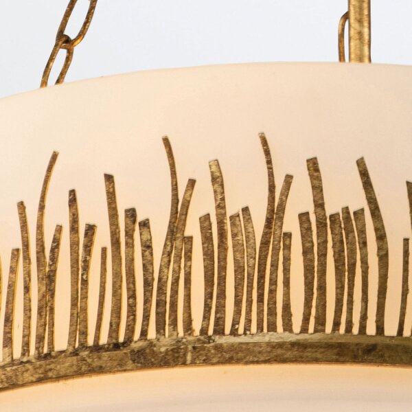 Hängelampe rund Ø 53,3 cm Metall Glas in Gold Weiß E27