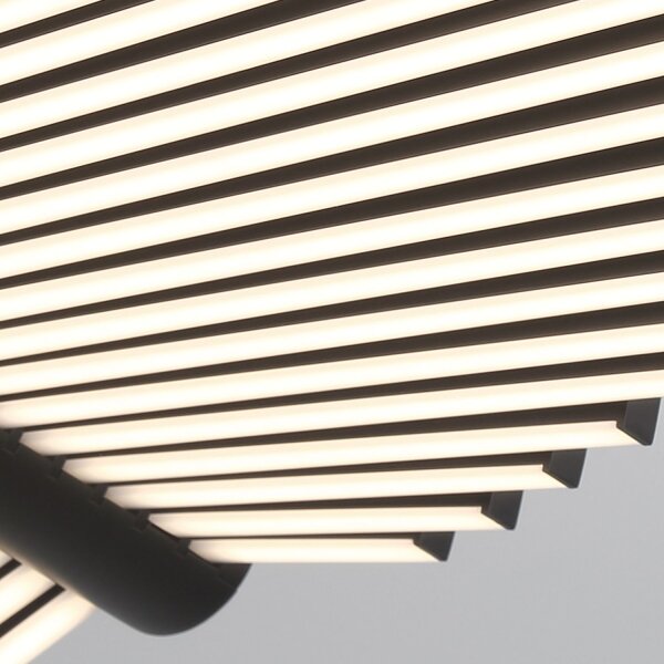 LED Hängelampe verstellbar B: 105 cm Schwarz Metall 3000K