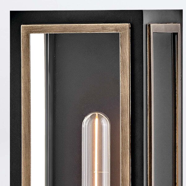 Außenlampe Wand 38,1 cm hoch IP44 E27 Aluminium Glas eckig