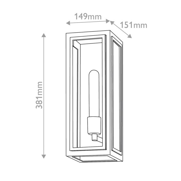 Außenlampe Wand 38,1 cm hoch IP44 E27 Aluminium Glas eckig