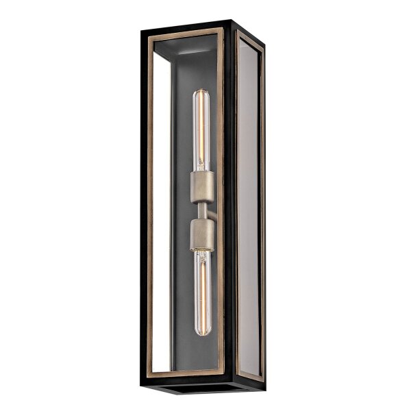 Außenwandleuchte Vintage H: 61 cm Alu Glas IP4 2x E27