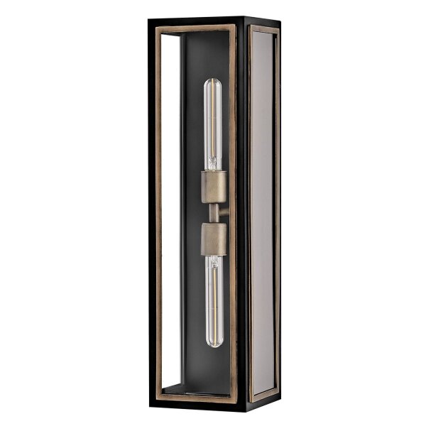 Außenwandleuchte Vintage H: 61 cm Alu Glas IP4 2x E27
