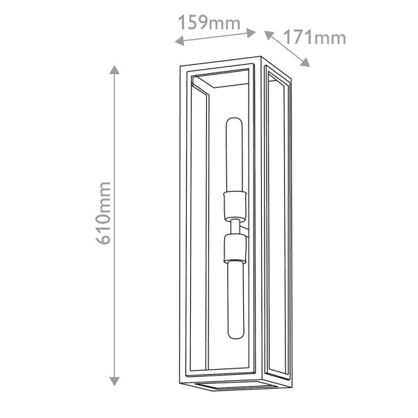 Außenwandleuchte Vintage H: 61 cm Alu Glas IP4 2x E27