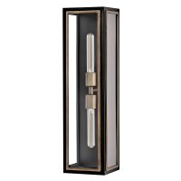 Außenwandleuchte Vintage H: 61 cm Alu Glas IP4 2x E27