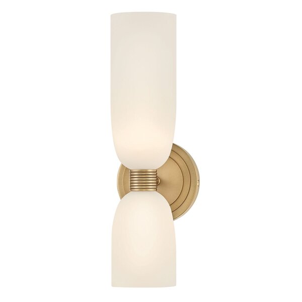 Badezimmerlampe Wand H: 37,3 cm IP44 in Messing Weiß