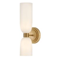 Badezimmerlampe Wand H: 37,3 cm IP44 in Messing Wei&szlig;
