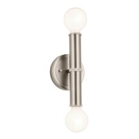 Wandlampe Bad 24,8 cm hoch IP44 Metall in Nickel 2x E27
