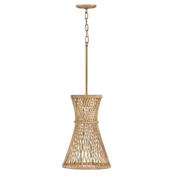 Hängeleuchte Rattan Ø 30,5 cm in Gold brüniert E27 JARLAN
