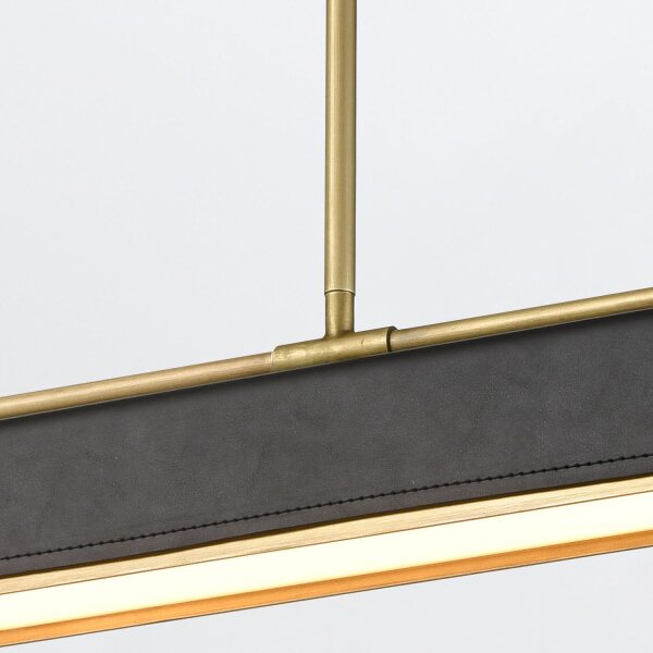 Hängelampe LED 80 cm breit Metall Kunstleder verstellbar