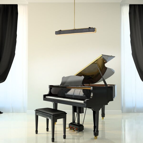 Hängelampe LED 80 cm breit Metall Kunstleder verstellbar